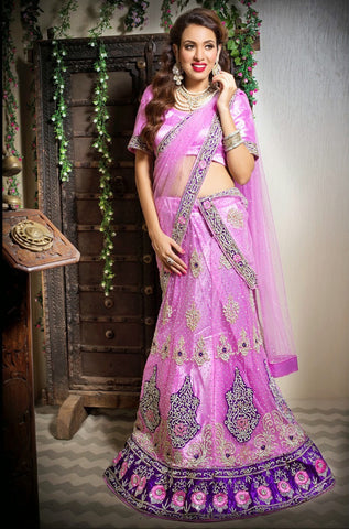 Light Purple Net And Embroidery Lehanga Choli