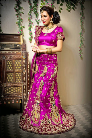 Dark Red Bridal Net Lehenga Choli with heavy attractive stone work