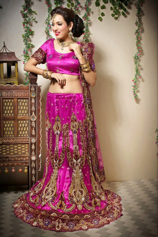 Pink heavy Embroidery wrok Lehanga Choli With Net Duppatta