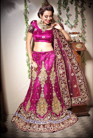 Purple Heavy Embroidery and Stone work Lehanga Choli With Duppatta