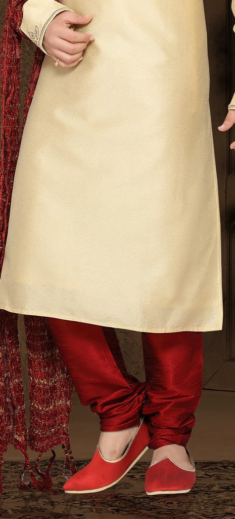 Fawn Jacquard art silk Kurta Pyjama