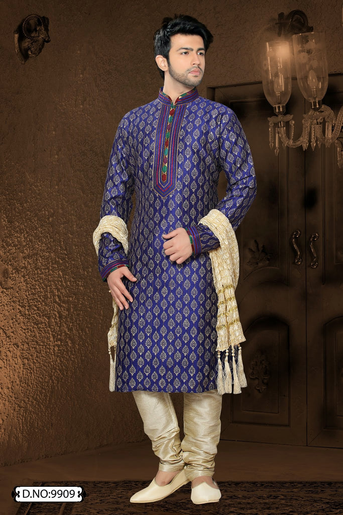Royal blue Art silk Kurta Pyjama