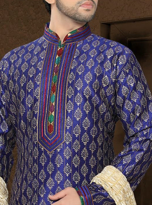 Royal blue Art silk Kurta Pyjama