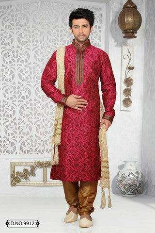Onion pink Dupion art silk Kurta Pyjama