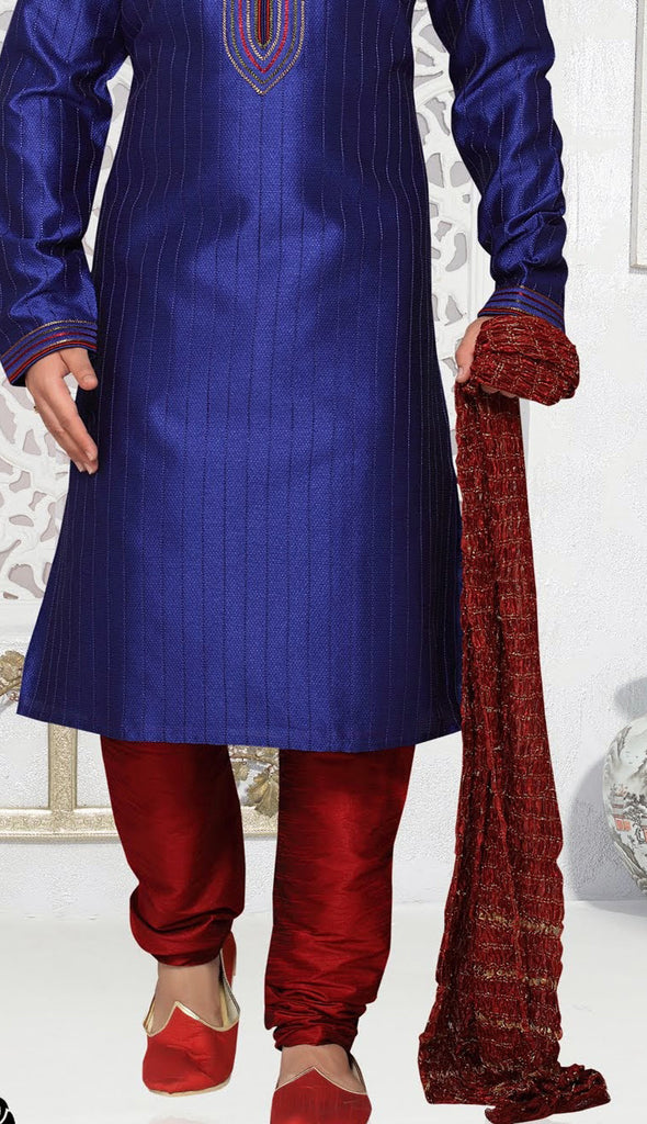 Blue Jacquard art silk Kurta Pyjama