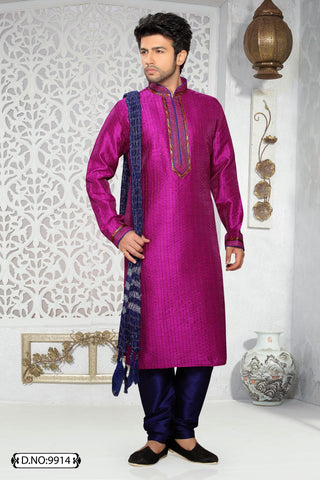 Fuschia Art silk Kurta Pyjama