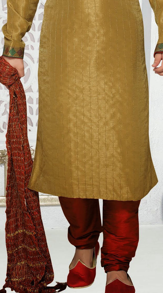Gold Art silk Kurta Pyjama