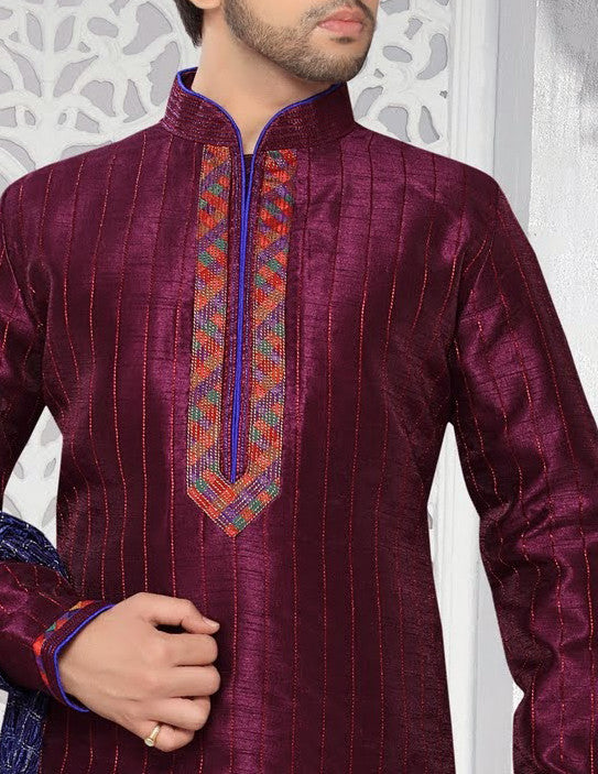 Wine Art silk Kurta Pyjama