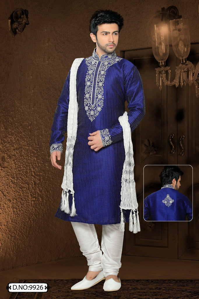 Blue Jacquard art silk Kurta