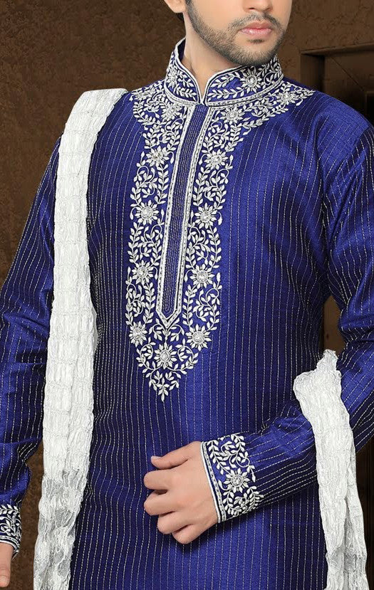 Blue Jacquard art silk Kurta