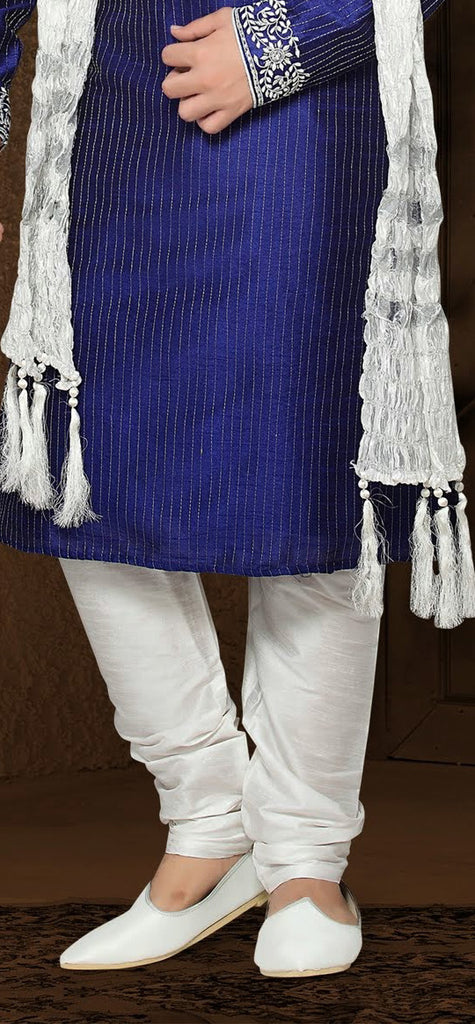 Blue Jacquard art silk Kurta