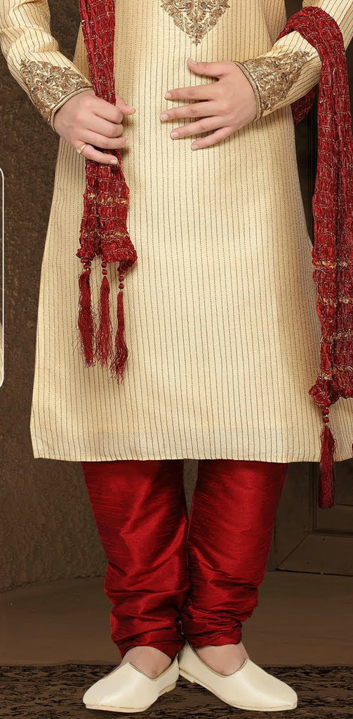 Creem Jacquard art silk Kurta Pyjama