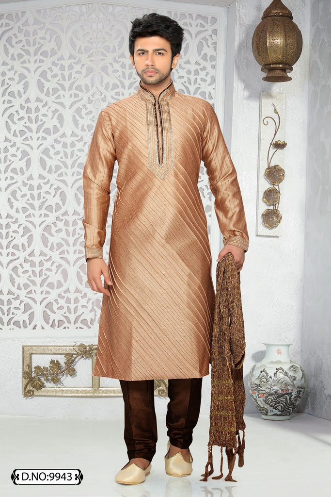 Copper Jacquard art silk Kurta Pyjama