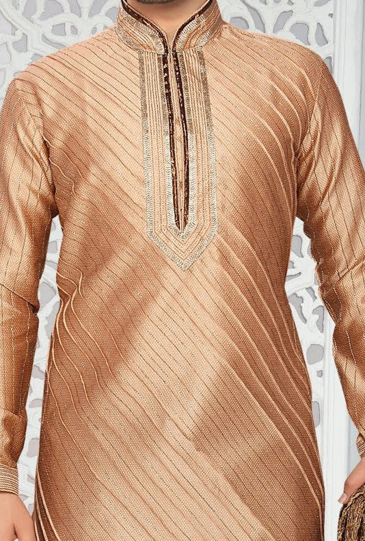 Copper Jacquard art silk Kurta Pyjama