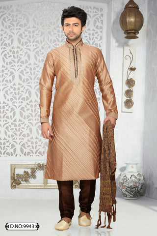 Copper Jacquard art silk Kurta Pyjama