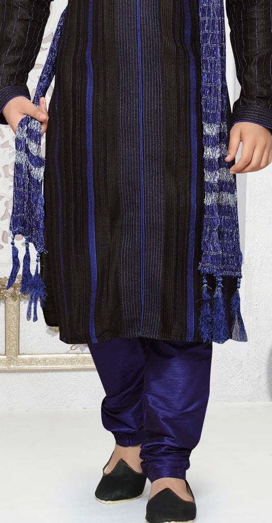 Black Dupion art silk Kurta Pyjama