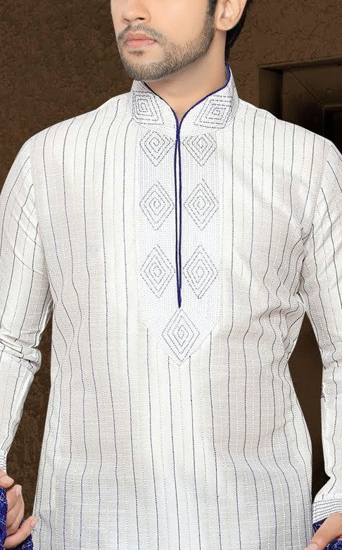 Off white Dupion art silk Kurta Pyjama