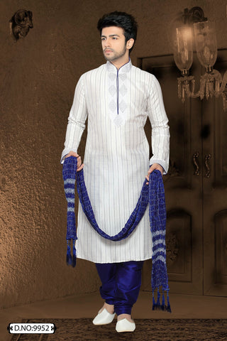 Off white Dupion art silk Kurta Pyjama