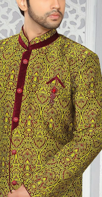 Yellow jq. Art silk Indo western KURTA Pyjama