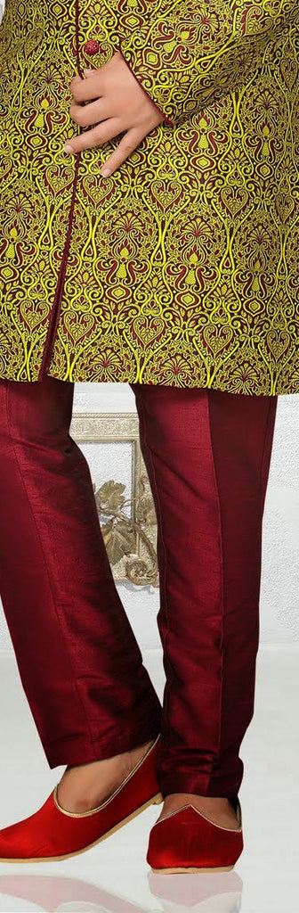 Yellow jq. Art silk Indo western KURTA Pyjama