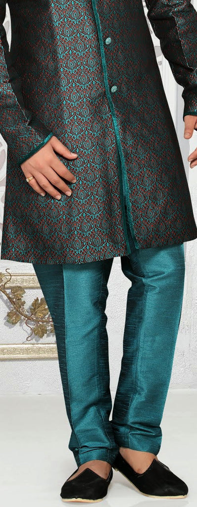 brown And teal green Art silk Indo western KURTA Pyjama