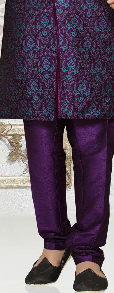 purple/aqua blue jq. Art silk Indo western KURTA Pyjama