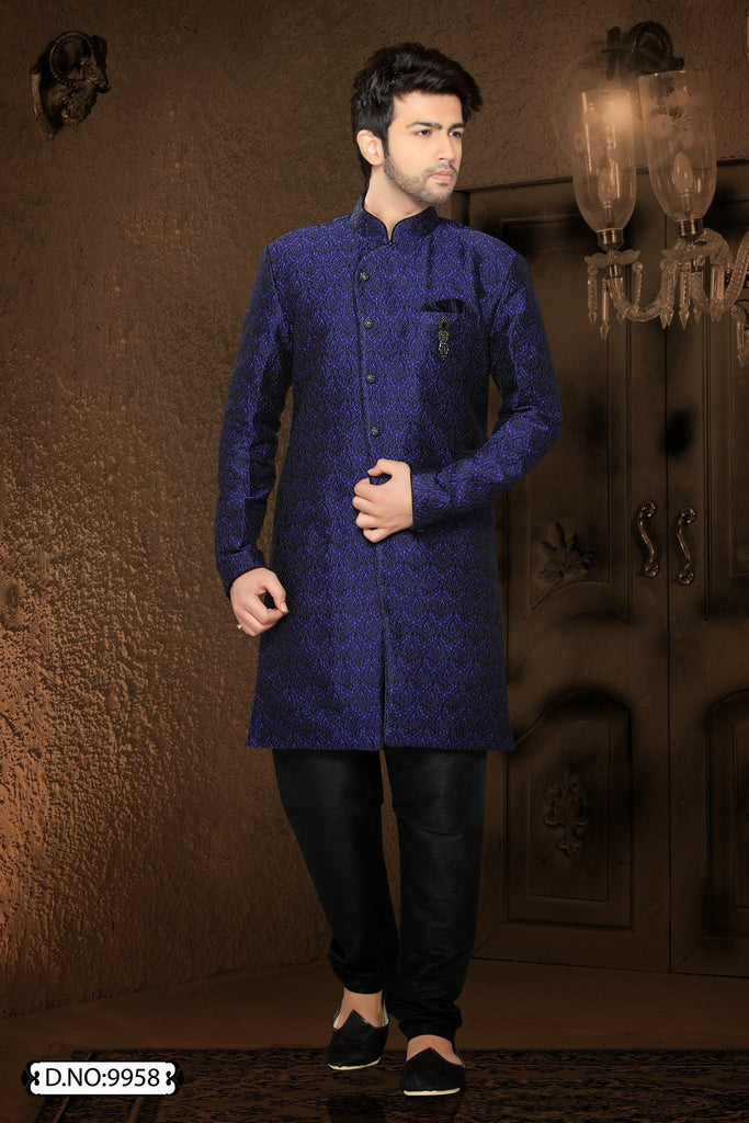 blue And black Art silk Indo western KURTA Pyjama