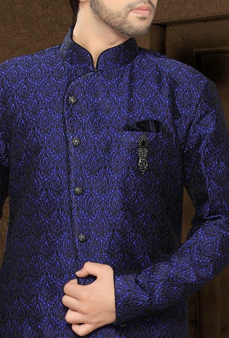 blue And black Art silk Indo western KURTA Pyjama