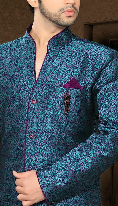 purple/teal; green jq. Art silk Indo western KURTA Pyjama