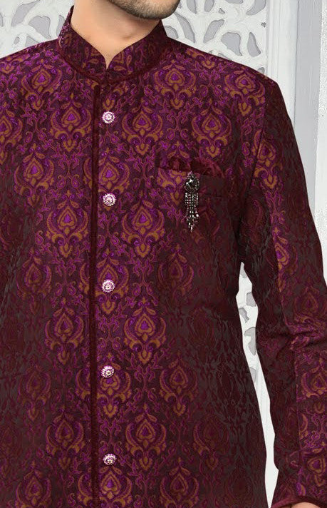 purple jq. Art silk Indo western KURTA Pyjama