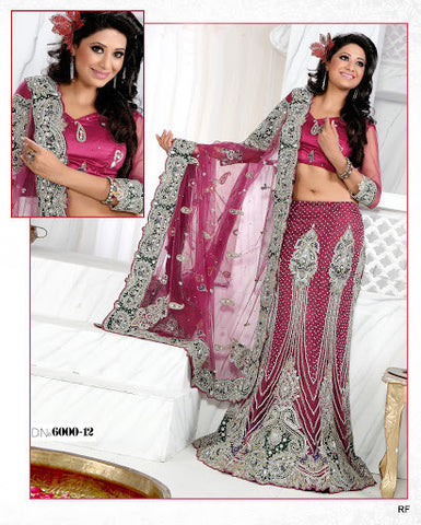 Pink Net Lehanga Choli with duppatta