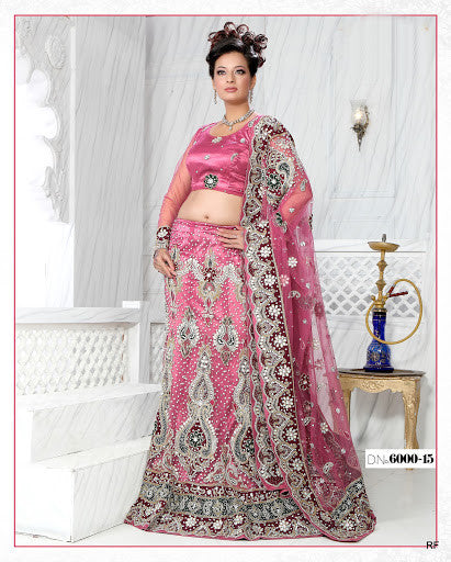 Pink Net Lehanga Choli with Stone work duppatta