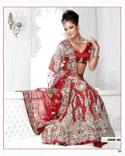 Red Colored Heavy  Wedding Lehenga with duppatta