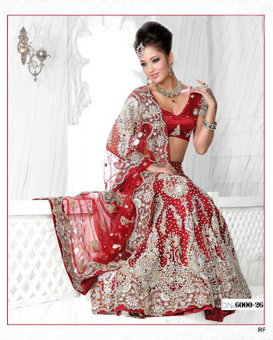 Red Colored Heavy  Wedding Lehenga with duppatta