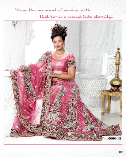 Pink Net Indian Bridal Lehenga choli