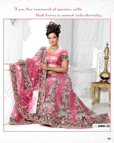 Pink Net Indian Bridal Lehenga choli