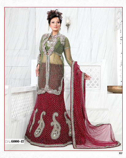Classy maroon long Jacket style  lehenga Choli