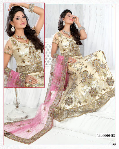Pretty cream net lehenga choli With Duppatta
