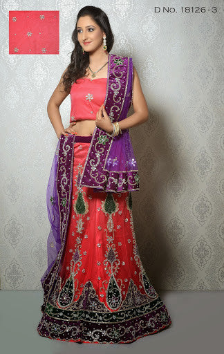 Red color Net With Heavy Stone Work Lehenga Choli