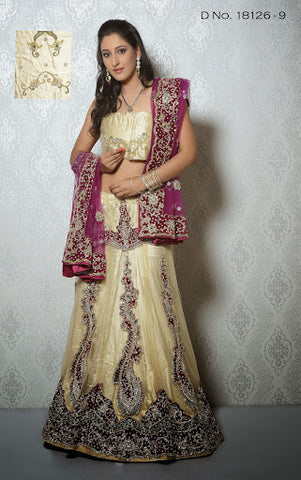 Pink & Purple Net Embroidery Stone Work Lehenga Choli