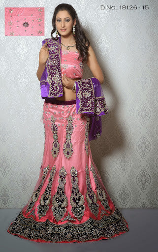 Pink & Purple Net With Heavy Stone Work Lehenga Choli