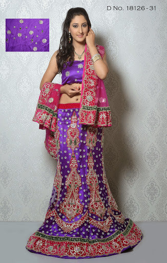 Purple Color Net Heavy Stone With Zari Work Lehenga Choli