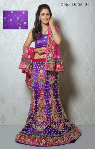 Purple Color Net Heavy Stone With Zari Work Lehenga Choli