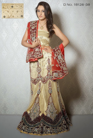 Glorious Cream Color And Cutdana Work Lehenga Choli