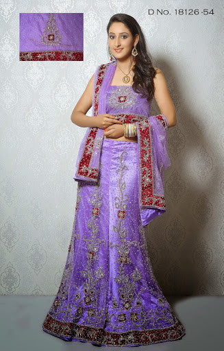 Spectacular Lavender Color And Stone Work Bridal Lehenga Choli