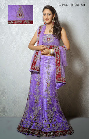 Spectacular Lavender Color And Stone Work Bridal Lehenga Choli