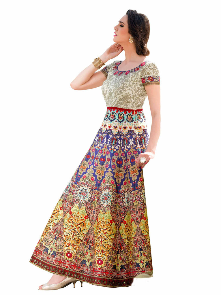 Bring Attiude yours style  Art silk Orange Printed work Digital prined Bridal Ethnic Semi Stich Gown