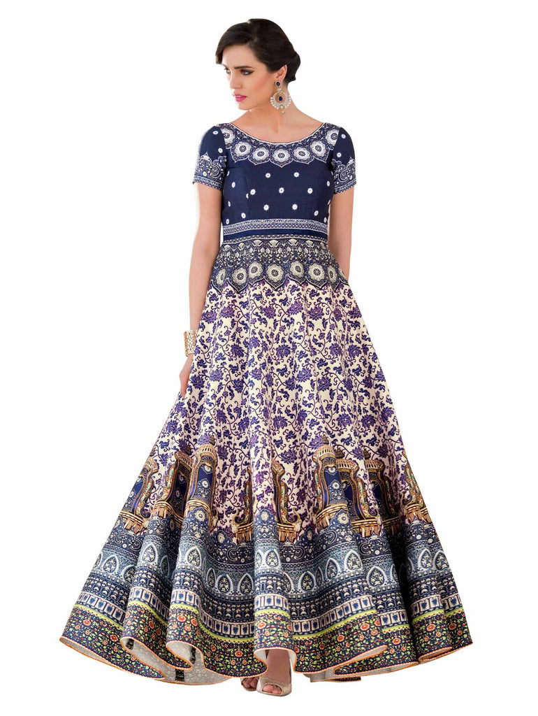 Bring Attiude yours style  Art silk Gray Printed work Digital prined Bridal Ethnic Semi Stich Gown