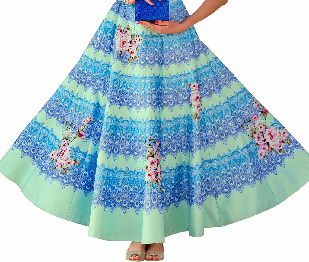 Bring Attiude yours style  Art silk Green Printed work Digital prined Bridal Ethnic Semi Stich Gown