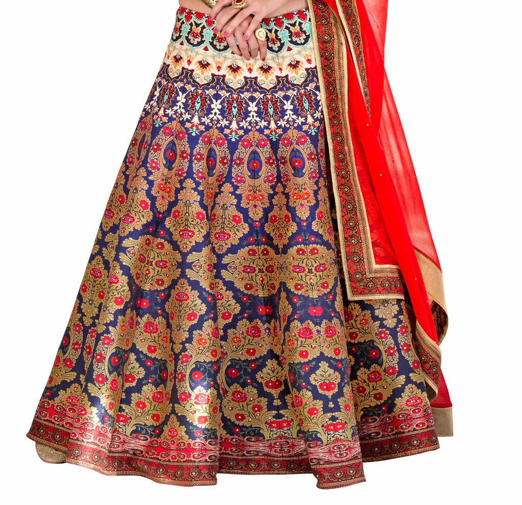 Bring Attiude yours style  Art silk Blue Printed work Digital prined Bridal Ethnic Semi Stich Gown